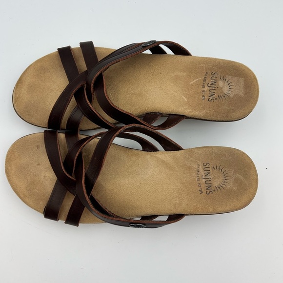 Bass Vintage Women's Brown‎ Wedge Sandals Sunjuns - Picture 2 of 7